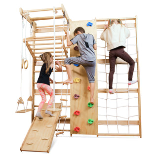 Wooden Swedish Ladder Wall Set Sport 4, Stall Bar, Indoor Jungle Gym