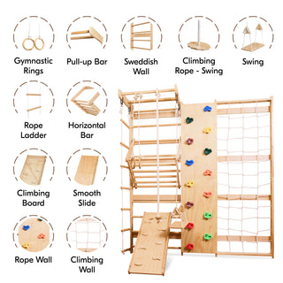 Wooden Swedish Ladder Wall Set Sport 4, Stall Bar, Indoor Jungle Gym